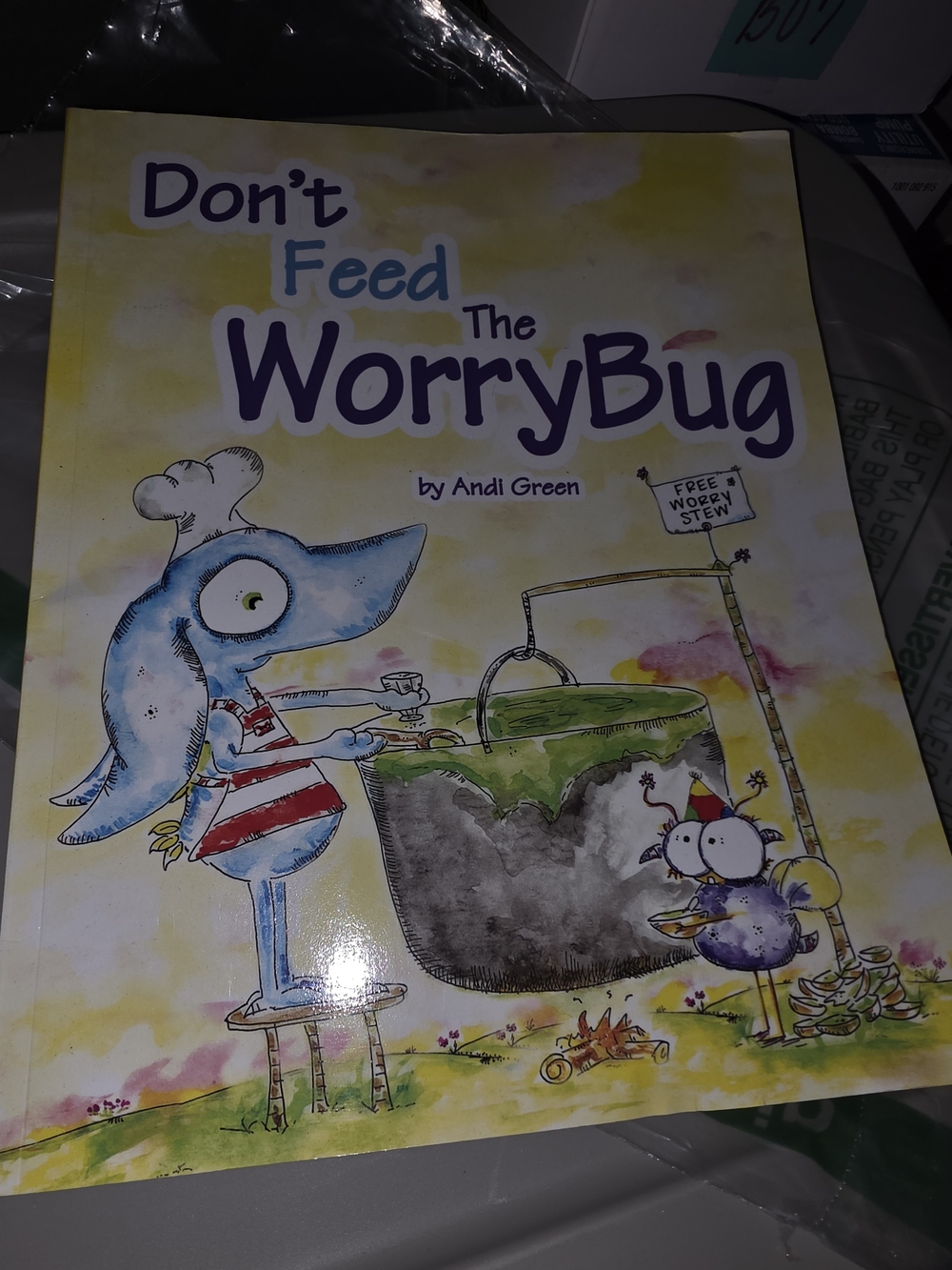 Source Unknown Don't Feed The WorryBug - Yellow & Blue Cover